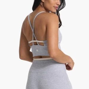 Vuori Womens Tank Top Long Line Elevation Bra light grey tan size xs